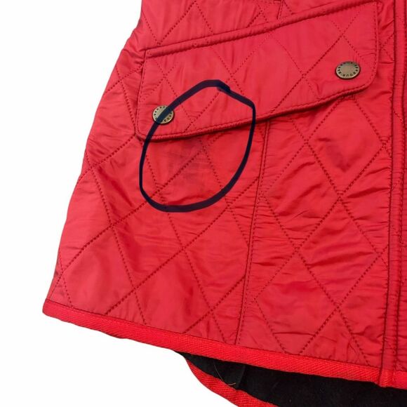 Barbour Jacket Cavalary Polarquilt Red Womens 8 *Flaws* - Picture 9 of 13